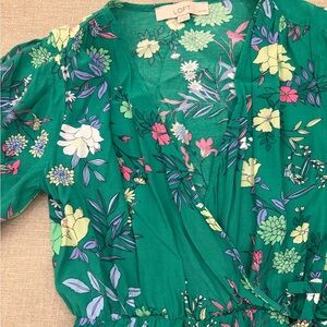 LOFT Green Floral Dress